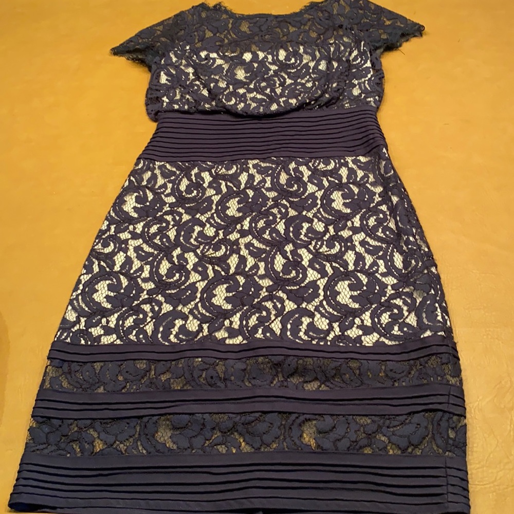 Navy blue and cream dress